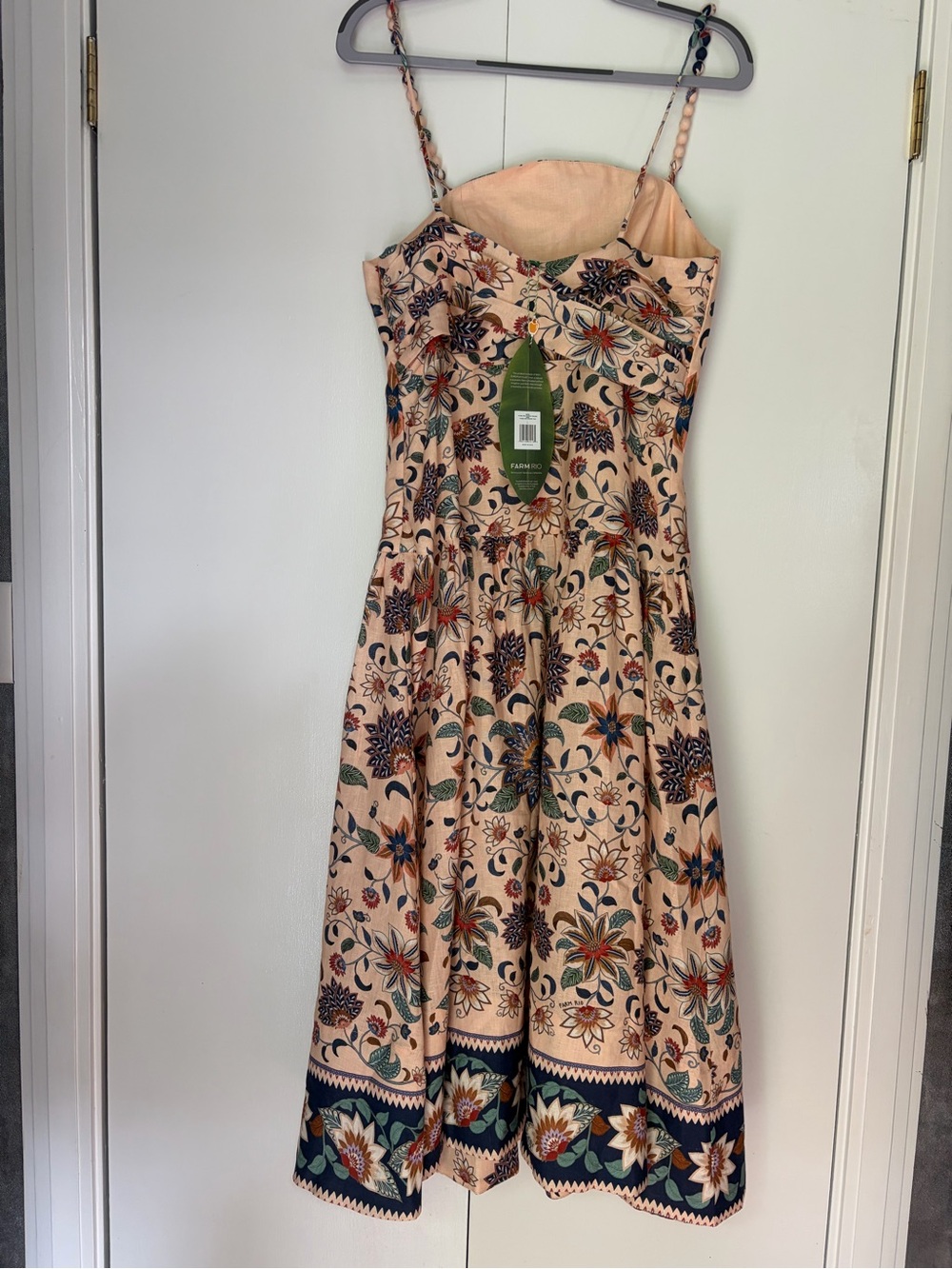 FARM Rio Cream Floral Midi Dress with Navy Border - Picture 6 of 8